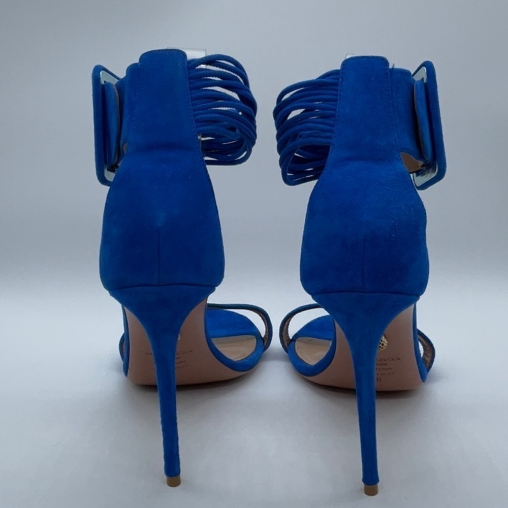 EUC - Aquazzura Blue Casablanca 110 Suede Sandals - Picture 8 of 13